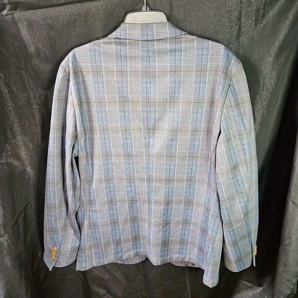 Savile Row Men’s Plaid Blazer Sport Coat Blue Gray Check Classic 42R - Picture 4 of 4